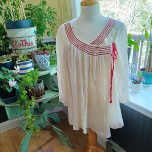 April Cornell Lightweight Cotton Cross Over Cottagecore "Laura" Blouse Size XL